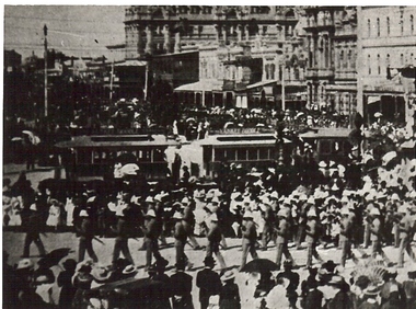 Photograph - BASIL MILLER COLLECTION: MILITARY PARADE WITH TRAM - CROPPED
