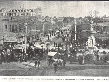 Photograph - BASIL MILLER COLLECTION: ALEXANDRA FOUNTAIN, CROWD AND 2 TRAMS