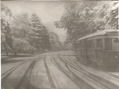Photograph - BASIL MILLER COLLECTION: TRAM ON SNOW LINED STREET