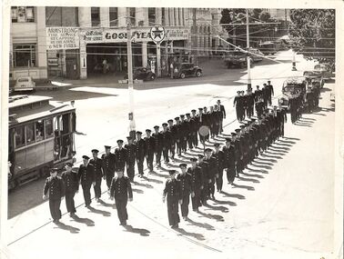 Photograph - BASIL MILLER COLLECTION: FUNERAL CORTAGE, TRAMWAY EMPLOYEE GUARD OF HONOR