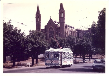 Photograph - BASIL MILLER COLLECTION: SANTA TRAM IN FRONT OF SACRED HEART CATHEDRAL