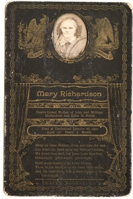 Photograph - MARY RICHARDSON MEMORIAL CARD, 1900
