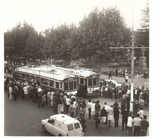 Photograph - BASIL MILLER COLLECTION: 2 TRAMS ON PALL MALL