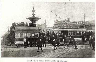 Photograph - BASIL MILLER COLLECTION: TRAMS AT CHARING C ROSS, late 1800's