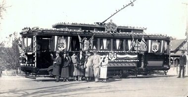 Photograph - BASIL MILLER COLLECTION: TRAM - DECORATED FOR CORONATION OF KING GEORGE  VI, 1937