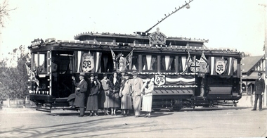 Photograph - BASIL MILLER COLLECTION: TRAM - DECORATED FOR CORONATION OF KING GEORGE  VI, 1937