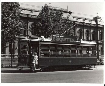 Photograph - BASIL MILLER COLLECTION: TRAM IN FRONT OF LAW COURTS, BENDIGO, 1960's