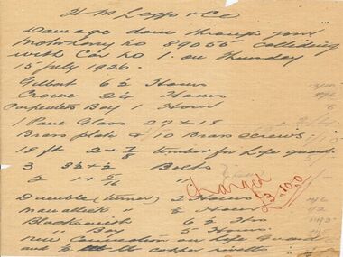 Document - BASIL MILLER COLLECTION: ACCOUNT H.M. LEGGO, 1926