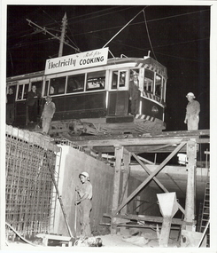 Photograph - BASIL MILLER COLLECTION: TRAM OVER BRIDGE WORKS
