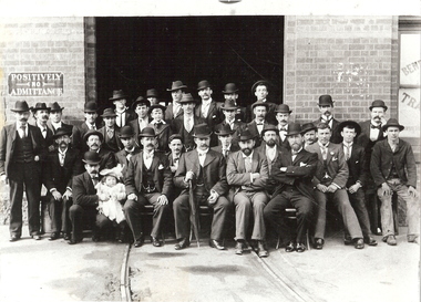 Photograph - BASIL MILLER COLLECTION:  BENDIGO TRAMWAYS, GROUP PHOTO OF EMPLOYEES, approx. 1900's