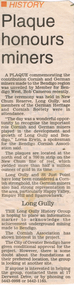 Newspaper - LONG GULLY HISTORY GROUP COLLECTION: PLAQUE HONOURS MINERS
