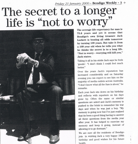 Newspaper - LONG GULLY HISTORY GROUP COLLECTION: JACK LOCKETT