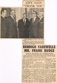 Newspaper - LA TROBE UNIVERSITY BENDIGO COLLECTION: MR FRANK BUDGE