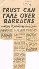 Newspaper - LA TROBE UNIVERSITY BENDIGO COLLECTION: BENDIGO POLICE BARRACKS