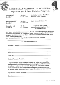 Document - LONG GULLY HISTORY GROUP COLLECTION: SCHOOL HOLIDAY PROGRAM PERMISSION FORM 98