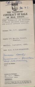 Document - H.A & S.R. WILKINSON COLLECTION: CONTRACT OF SALE
