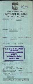 Document - H.A. & S.R. WILKINSON COLLECTION: CONTRACT OF SALE