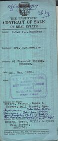 Document - H.A. & S.R. WILKINSON COLLECTION: CONTRACT OF SALE