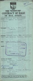 Document - H.A. & S.R. WILKINSON COLLECTION: CONTRACT OF SALE