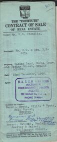 Document - H.A. & S.R. WILKINSON COLLECTION: CONTRACT OF SALE
