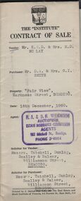 Document - H. A. & S. R. WILKINSON COLLECTION: CONTRACT OF SALE