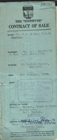 Document - H.A. & S.R. WILKINSON COLLECTION: CONTRACT OF SALE