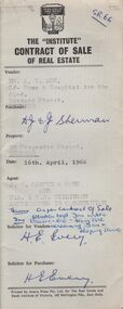 Document - H. A & S. R. WILKINSON COLLECTION: CONTRACT OF SALE