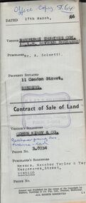 Document - H. A. & S. R. WILKINSON COLLECTION: CONTRACT OF SALE