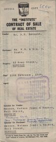 Document - H. A. & S. R. WILKINSON COLLECTION: CONTRACT OF SALE