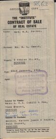 Document - H. A. & S. R. WILKINSON COLLECTION: CONTRACT OF SALE