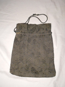 Clothing - MERLE HOULDEN COLLECTION: BLACK COTTON DRAWSTRING BAG, 1940's-50's