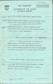 Document - H. A. & S. R. WILKINSON COLLECTION: CONTRACT OF SALE