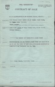Document - H. A. & S. R. WILKINSON COLLECTION: CONTRACT OF SALE