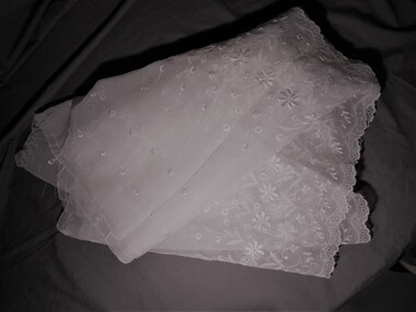 Clothing - MERLE HOULDEN COLLECTION: FABRIC FROM WEDDING DRESS TRAIN, Wedding Dress Train, 05-06-1960