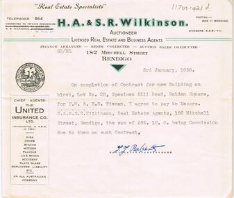 Document - H. A. & S. WILKINSON COLLECTION: SIGNED PAPER