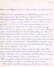 Document - DERRICK COLLECTION: ANNUAL REPORT OF 3CV WOMEN'S TENNIS ASSOCIATION