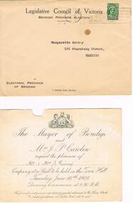 Document - INVITATION TO MAYORAL BALL BENDIGO 1908