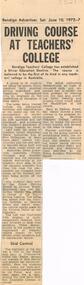Document - LA TROBE UNIVERSITY BENDIGO COLLECTION: DRIVING COURSE AT TEACHERS' COLLEGE