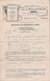 Document - H. A. & S. R. WILKINSON COLLECTION: CONTRACT OF SALE