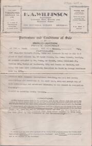 Document - H. A. & S. R. WILKINSON COLLECTION: CONTRACT OF SALE