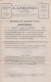 Document - H. A. & S. R. WILKINSON COLLECTION: CONTRACT OF SALE