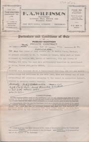 Document - H. A. & S. R. WILKINSON COLLECTION: CONTRACT OF SALE