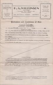 Document - H. A. & S. R. WILKINSON COLLECTION: CONTRACT OF SALE