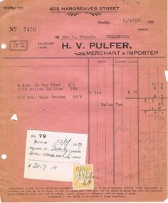 Document - PIEPER COLLECTION:  H.V. PULFER INVOICES