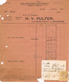 Document - PIEPER COLLECTION:  H.V. PULFER INVOICE