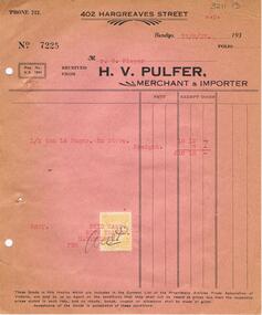Document - PIEPER COLLECTION:  INVOICE H.V. PULFER