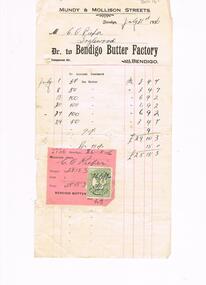 Document - PIEPER COLLECTION:  INVOICE BENDIGO BUTTER FACTORY