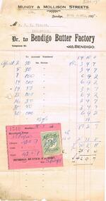 Document - PIEPER COLLECTION:  INVOICE BENDIGO BUTTER FACTORY