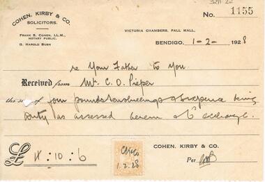 Document - PIEPER COLLECTION:  INVOICE COHEN, KIRBY & CO