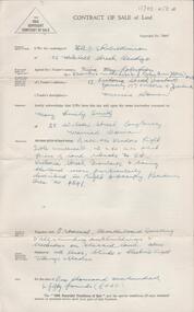 Document - H. A. & S. R. WILKINSON COLLECTION: CONTRACT OF SALE